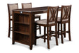 Amy 5 Pc 60" Counter Storage Table+Chairs-Brown Cherry