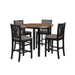 Potomac 42" Round Counter Table & 4 Chairs -Brown/Black