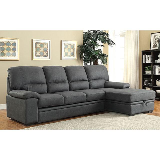 ALCESTER Brown & Gray Sectional w/ Sleeper, Ash - Furniture Stars (Chicago, IL)