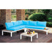 WINONA White/Oak/Blue Patio Sectional w/ Table - Furniture Stars (Chicago, IL)