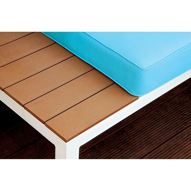 WINONA White/Oak/Blue Patio Sectional w/ Table - Furniture Stars (Chicago, IL)