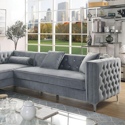 Amie Glam Gray & Black Sectional w/Storage - Furniture Stars (Chicago, IL)