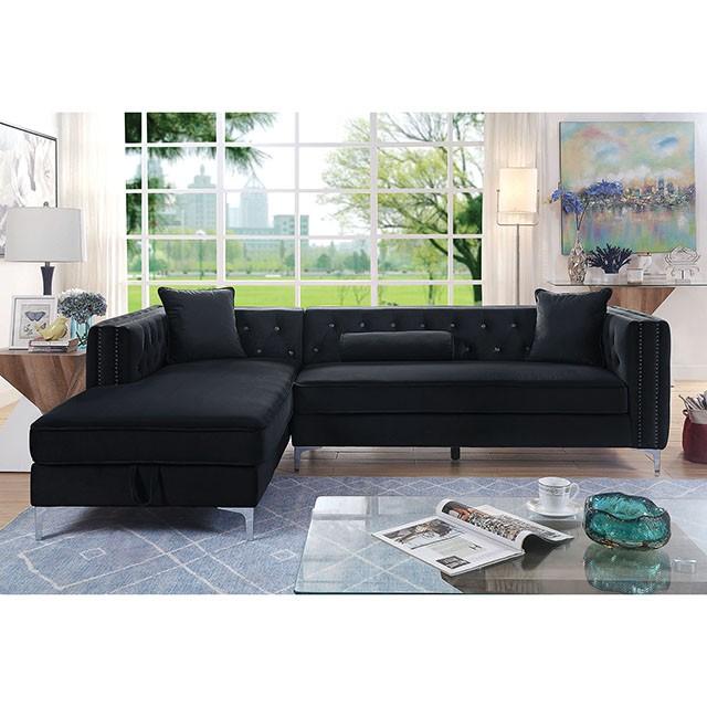 Amie Glam Gray & Black Sectional w/Storage - Furniture Stars (Chicago, IL)