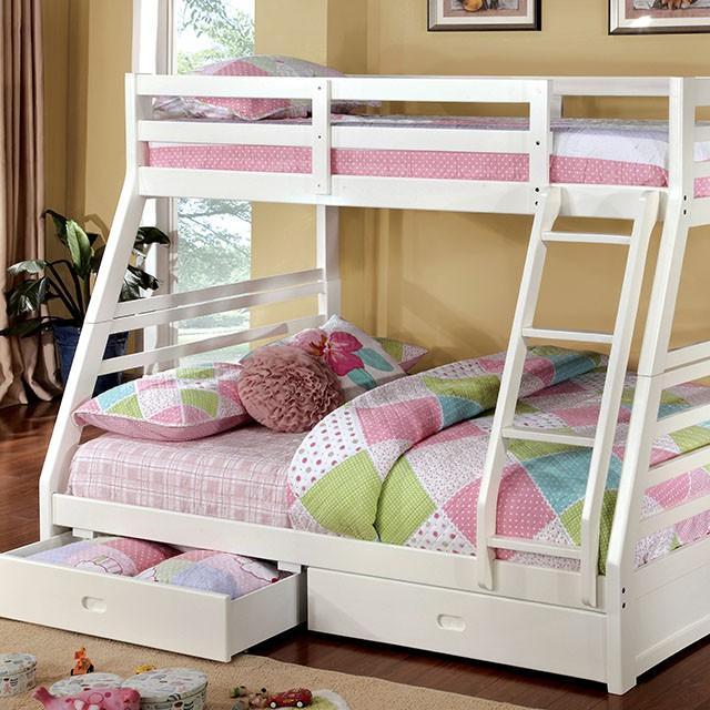 California II Cherry Twin/Full Bunk Bed w/ 2 Drawers Cherry, Walnut, Grey, &Oak - Furniture Stars (Chicago, IL)
