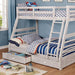 California III Wire-Brushed White Twin/Full Bunk Bed w/ 2 Drawers - Furniture Stars (Chicago, IL)