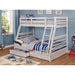 California III Wire-Brushed White Twin/Full Bunk Bed w/ 2 Drawers - Furniture Stars (Chicago, IL)