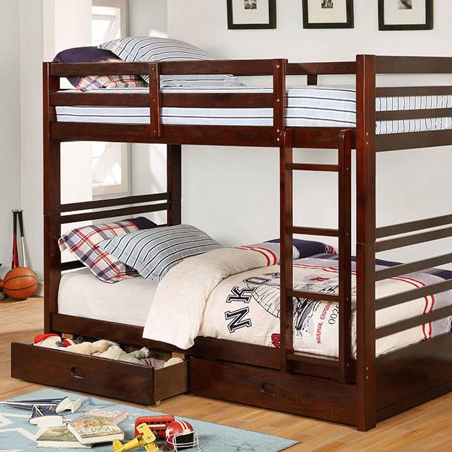 California Iv Black, Walnut, Gray, & White Twin/Twin Bunk Bed
