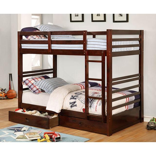 California Iv Black, Walnut, Gray, & White Twin/Twin Bunk Bed - Furniture Stars (Chicago, IL)