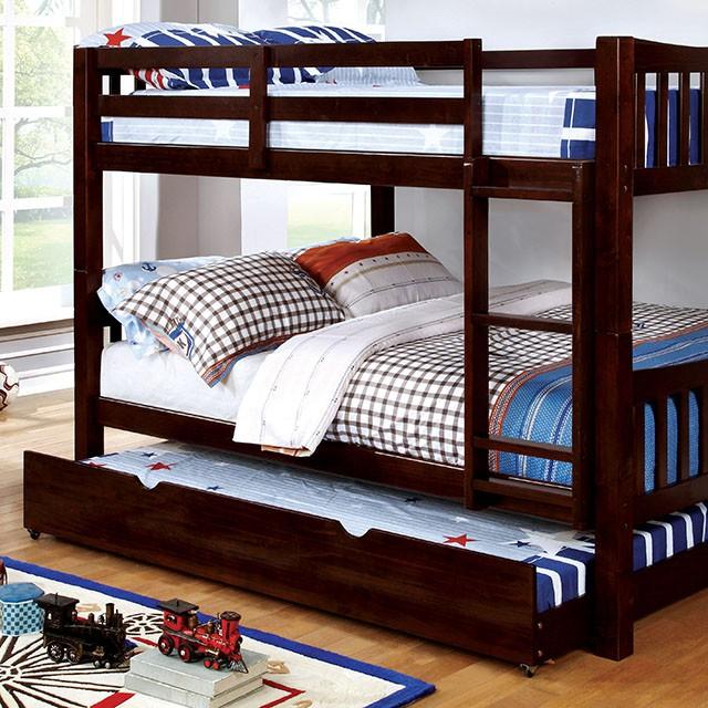 Cameron Dark Walnut, White & Gray Full/Full Bunk Bed - Furniture Stars (Chicago, IL)