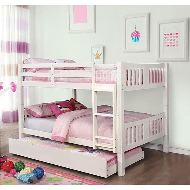 Cameron Dark Walnut, White & Gray Full/Full Bunk Bed - Furniture Stars (Chicago, IL)