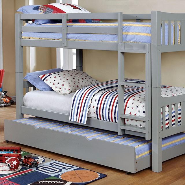 Cameron Dark Walnut, White & Gray Full/Full Bunk Bed - Furniture Stars (Chicago, IL)