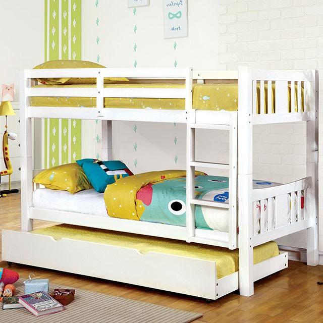 Cameron Dark Walnut, White & Gray Full/Full Bunk Bed - Furniture Stars (Chicago, IL)