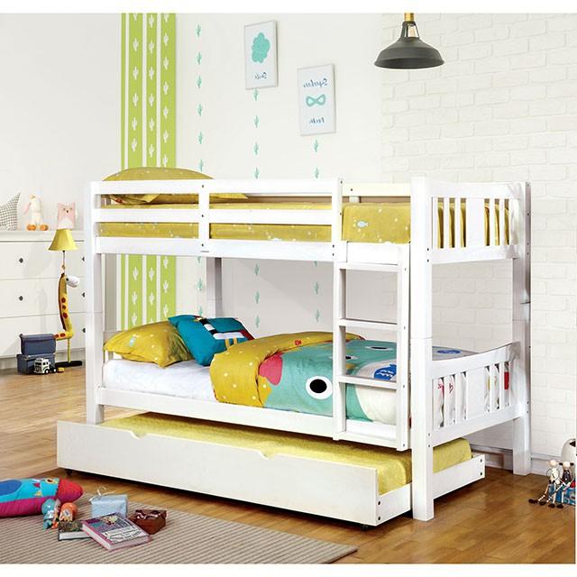 Cameron Dark Walnut, White & Gray Full/Full Bunk Bed - Furniture Stars (Chicago, IL)