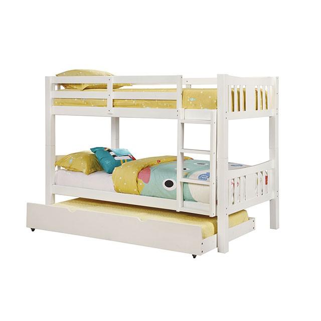 Cameron Dark Walnut, White & Gray Full/Full Bunk Bed - Furniture Stars (Chicago, IL)