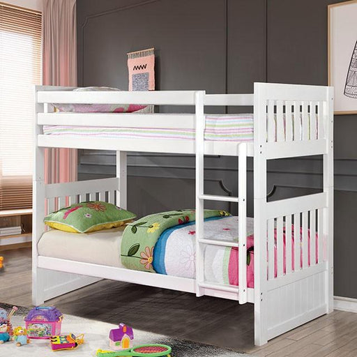 CANBERRA II White Twin/Full Bunk Bed - Furniture Stars (Chicago, IL)