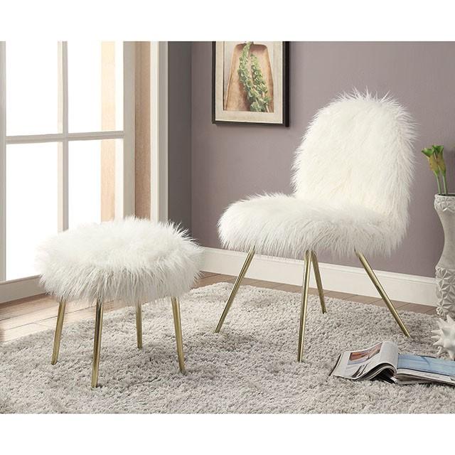 Caoimhe White/Gold Ottoman - Furniture Stars (Chicago, IL)