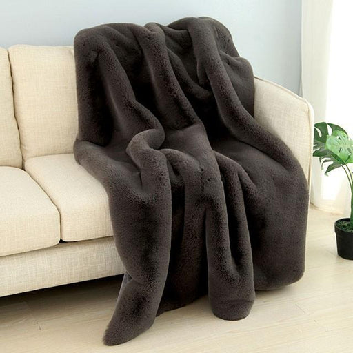 Caparica Charcoal Throw, Silver - Furniture Stars (Chicago, IL)