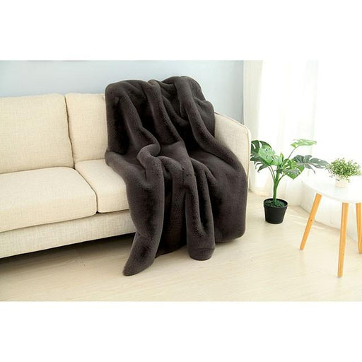 Caparica Charcoal Throw, Silver - Furniture Stars (Chicago, IL)