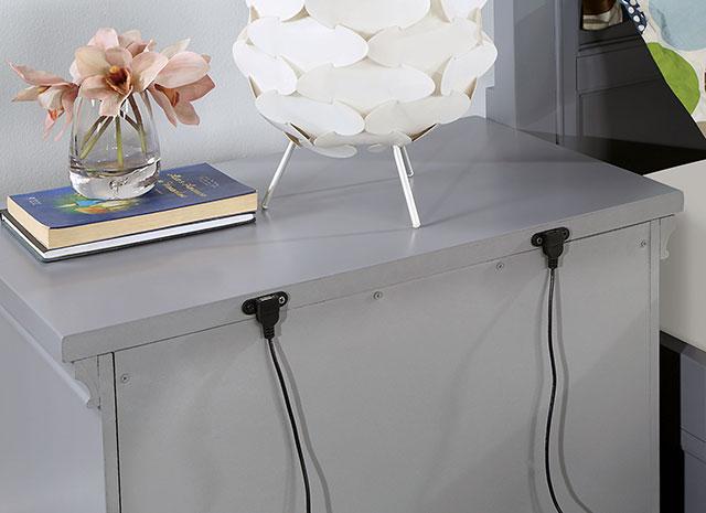 CASTLILE Night Stand w/ USB, Gray - Furniture Stars (Chicago, IL)