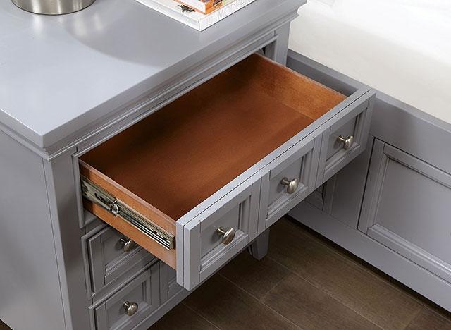 CASTLILE Night Stand w/ USB, Gray - Furniture Stars (Chicago, IL)