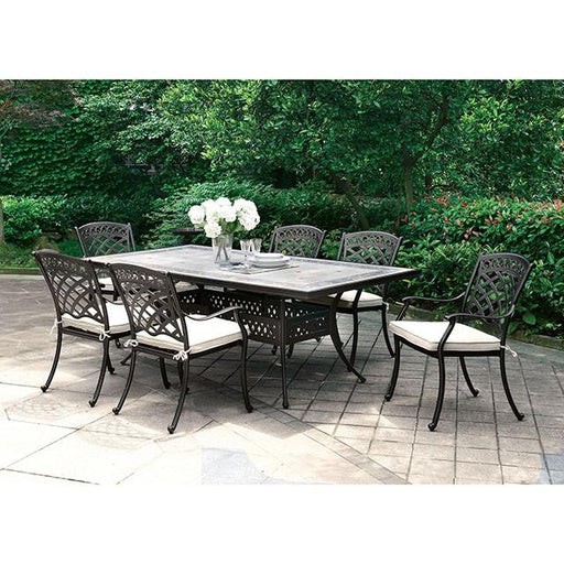 Charissa Antique Black/Beige Arm Chair (2/CTN) - Furniture Stars (Chicago, IL)