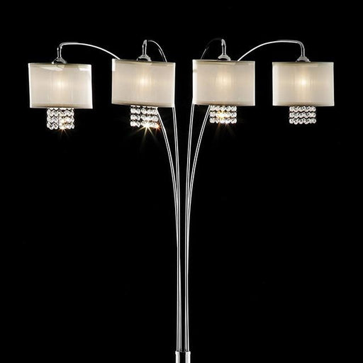 Claris Ivory/Chrome Arch Lamp, Hanging Crystal - Furniture Stars (Chicago, IL)