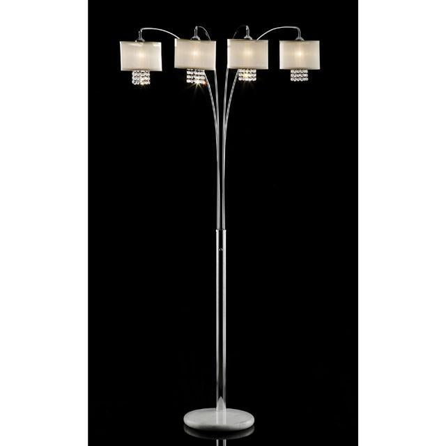 Claris Ivory/Chrome Arch Lamp, Hanging Crystal - Furniture Stars (Chicago, IL)