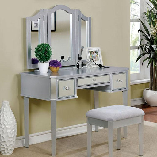 CLARISSE Silver Vanity w/ Stool - Furniture Stars (Chicago, IL)