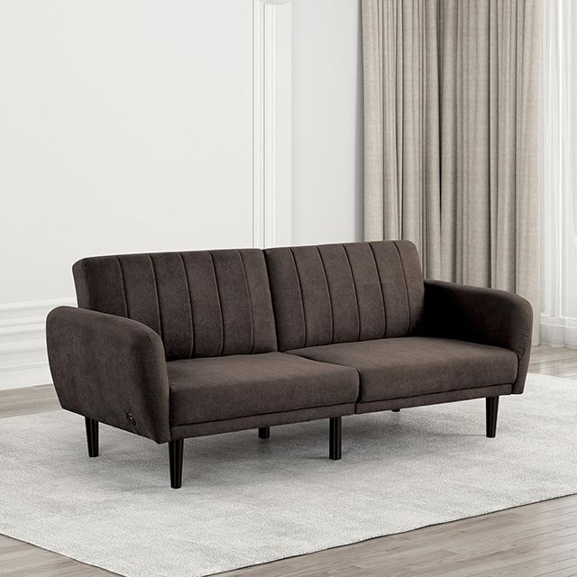 Aristide Futon Sofa Grey & Brown - Furniture Stars (Chicago, IL)