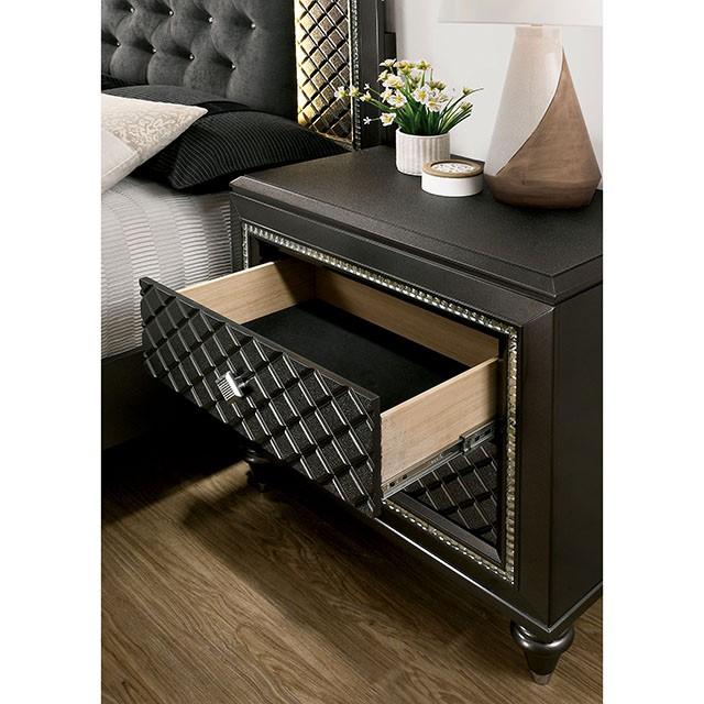 Demetria Metallic Gray Night Stand - Furniture Stars (Chicago, IL)