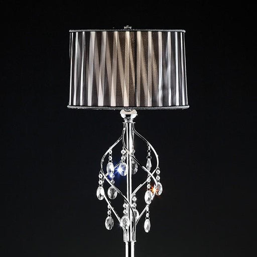 Arya Black/Chrome Floor Lamp, Hanging Crystal - Furniture Stars (Chicago, IL)