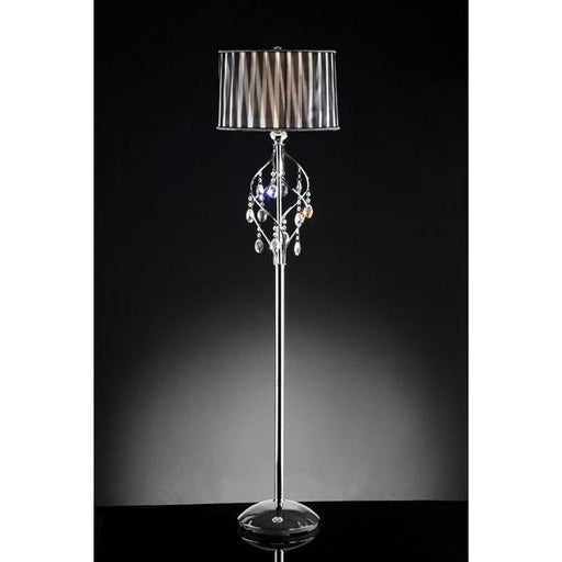 Arya Black/Chrome Floor Lamp, Hanging Crystal - Furniture Stars (Chicago, IL)