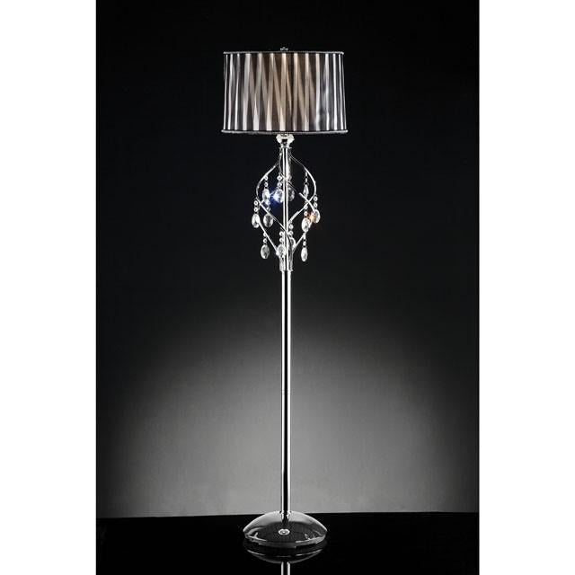 Arya Black/Chrome Floor Lamp, Hanging Crystal - Furniture Stars (Chicago, IL)