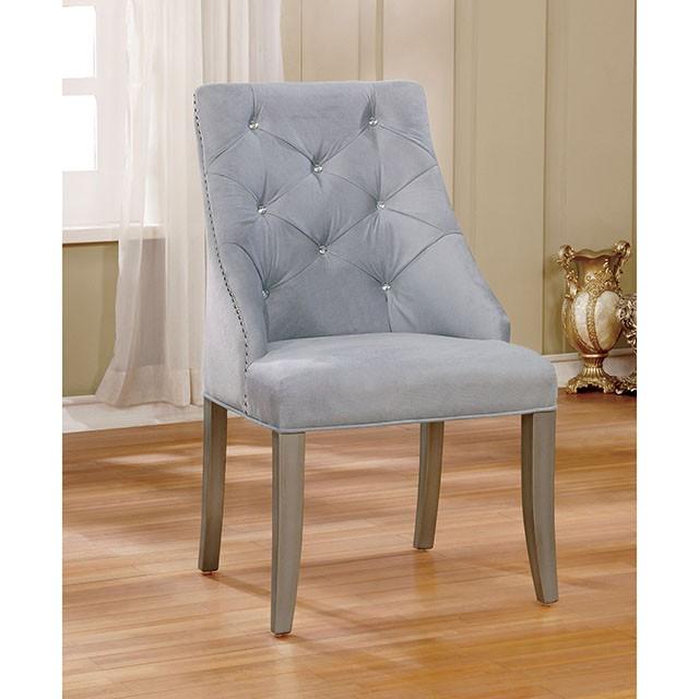 DIOCLES Silver/Light Gray Side Chair (2/CTN) - Furniture Stars (Chicago, IL)
