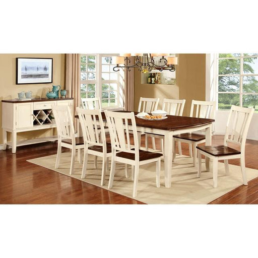 DOVER Vintage White/Cherry Dining Table w/ 18" Leaf - Furniture Stars (Chicago, IL)