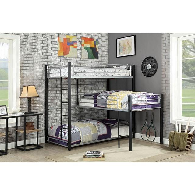 Aubrey Sand Black Twin Triple Decker Bed - Furniture Stars (Chicago, IL)
