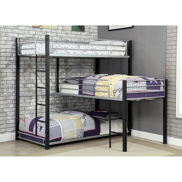 Aubrey Sand Black Twin Triple Decker Bed - Furniture Stars (Chicago, IL)