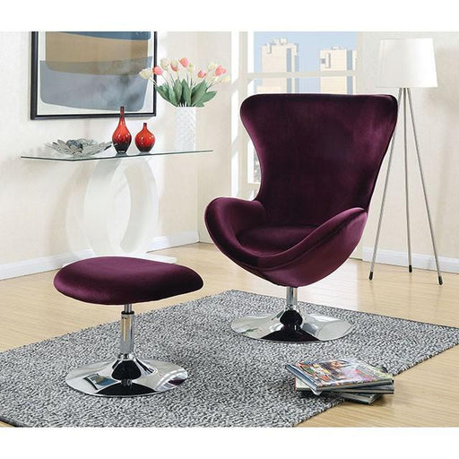 Eloise Purple Accent Chair w/ Ottoman - Furniture Stars (Chicago, IL)