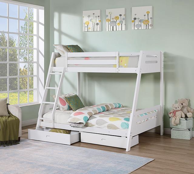 Emilee Twin/Full Bunk Bed White, Grey, Espresso, & Black - Furniture Stars (Chicago, IL)