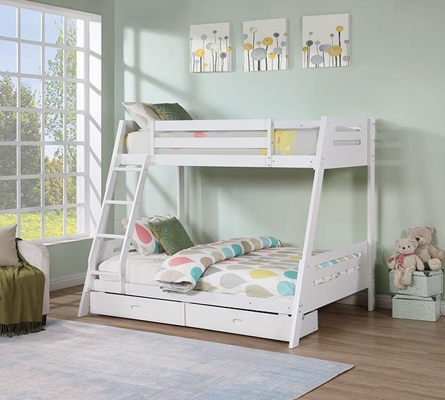 Emilee Twin/Full Bunk Bed White, Grey, Espresso, & Black - Furniture Stars (Chicago, IL)