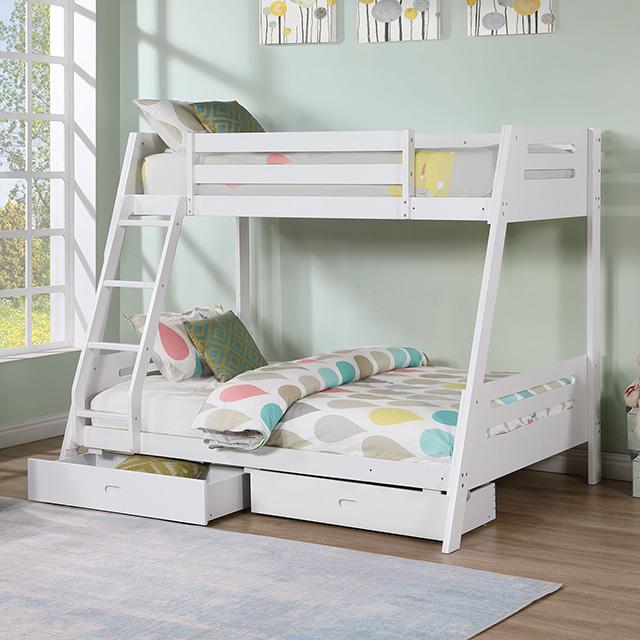 Emilee Twin/Full Bunk Bed White, Grey, Espresso, & Black - Furniture Stars (Chicago, IL)