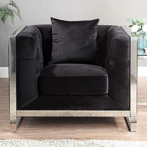 EVADNE Chair w/ Pillow, Black - Furniture Stars (Chicago, IL)