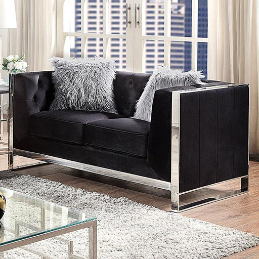 EVADNE Loveseat w/ Pillows, Black - Furniture Stars (Chicago, IL)