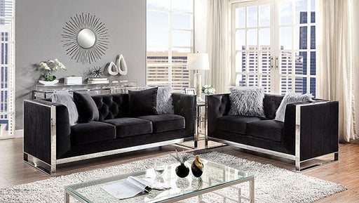 EVADNE Loveseat w/ Pillows, Black - Furniture Stars (Chicago, IL)