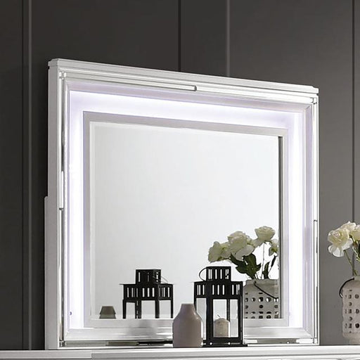 EMMELINE Mirror w/ LED Lights, White - Furniture Stars (Chicago, IL)