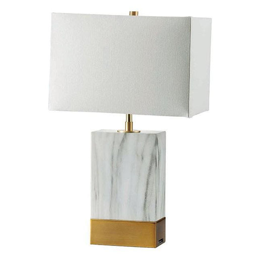 Faith White Marble/Gold 20"H White Marble Gold Table Lamp - Furniture Stars (Chicago, IL)