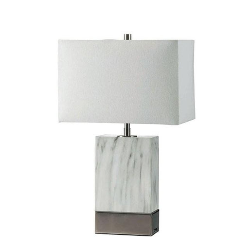 Faith White Marble/Silver 20"H White Marble Steel Table Lamp - Furniture Stars (Chicago, IL)