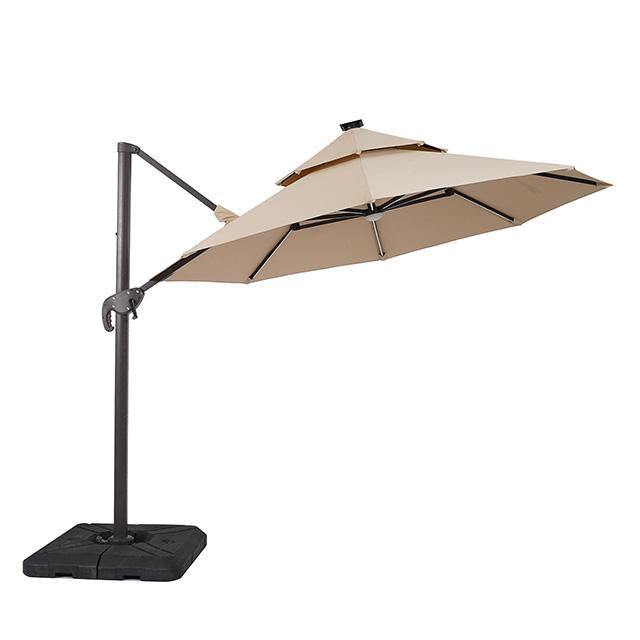 Fera 10 Ft Round Umbrella w/ LED Bulb + 37" Large Base - Furniture Stars (Chicago, IL)