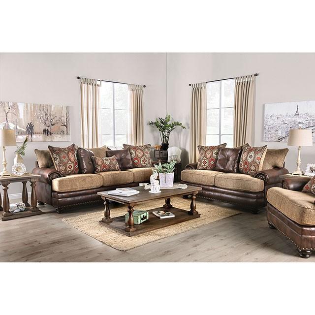 Fletcher Brown/Tan Love Seat - Furniture Stars (Chicago, IL)