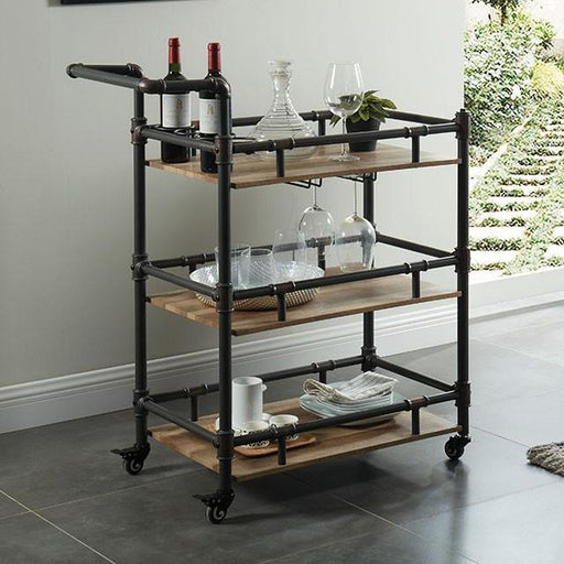 Aylmer Sand Black/Natural Serving Cart - Furniture Stars (Chicago, IL)